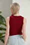 Women's Claret Red Mint Halter Neck 2-Piece Crop Blouse - 6