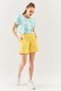 Yellow Comfortable 100% Cotton Combed Cotton Short Trendy Women's Shorts with Elastic Waist Waist Pocket
