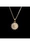 Steel Stone Flower Necklace Women's Gold Color Tarnish Free Chain Necklace with 45 cm Chain