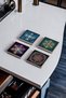 Sri Yantra, Flower of Life, Metatron Natural Stone Travertine Coasters Set of 4