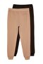 Brown-Beige Regular Fit Elastic Cuff Jogger 2-Pack Sweatpants Tmnaw22Ea0279 - 4