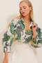 Women's Mustard Green Princess Ethnic Patterned Flamed Linen Woven Shirt ALC-X10397 - 2