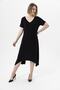 Women's Black Back Angel Wing Embroidered Front Back V-Neck Skirt Asymmetrical Dress - 2
