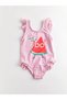 Crew Neck Printed Baby Girl Swimsuit