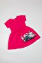 Short Sleeve Rabbit Summer Fuchsia Dress - 2