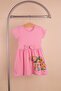 Girl's Elephant Printed Short Dusty Pink Dress
