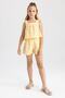 Girl's Square Patterned Sleeveless Blouse Shorts Set of 2 B1332a823hs - 2