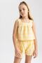 Girl's Square Patterned Sleeveless Blouse Shorts Set of 2 B1332a823hs - 3