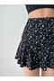 Ribbed Pleated Flounce Wrap Daisy Patterned Short Skirt - 3