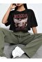 michigan printed black oversize crop t-shirt - 3
