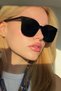 Unisex Women Men Uv400 Protected Black Oval Square Gold Detail New Season Sunglasses