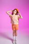 Girl's Regular Fit Striped Short Sleeve T-Shirt - 6