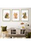 Gold Metal Framed Abstract Pattern Shapes Triple Unbreakable Glass Painting Set