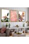 Gold Metal Framed Collage Drawing Triple Unbreakable Glass Painting Set - 2