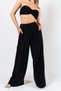 Women's Muslin Loose Palazzo Black Trousers - 4
