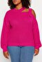 Fuchsia Window/Cut Out Detailed Knitwear Sweater TBBAW23AN00138 - 3