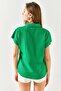 Women's Grass Green Bat Viscose Shirt GML-19000612 - 8