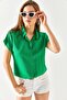 Women's Grass Green Bat Viscose Shirt GML-19000612 - 3
