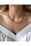 Steel Zircon stone gold color necklace