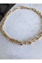 Steel Zircon stone gold color necklace - 3