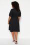 Black Buttoned Slit Detailed Woven Dress TBBSS23AH00257 - 5