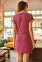 Women's Claret Red Slim Striped Waist Lace Pocket Dress ELB-19000556 - 4