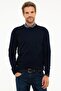 Men's Navy Blue Slim Fit Basic Knitwear Sweater