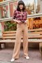 Women's Milk Coffee Corded Thick Knitwear Trousers PNT-19000055 - 3