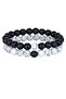 Unisex Lava Stone-White Howlite Double Natural Stone Bracelet 72426BL
