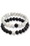 Unisex Lava Stone-White Howlite Double Natural Stone Bracelet 72426BL - 2
