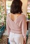 Women's Powder Front Back V Waist Top Crop Knitwear Sweater KZK-19000048 - 5