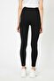 Women's Black Piping Detailed Tights - 4