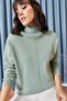 Women's Mint Green Stand Collar Thick Knitwear Sweatshirt KZK-19000140 - 3