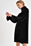Sleeve Detailed Velvet Dress Black EBT2734