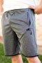 Men's Gray Honeycomb Fabric Pocket Hidden Zipper Drawstring Short Bermuda Shorts 21ESRTKPET - 3