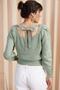 Women's Mint Back Tie Sleeve Pompom Knitwear Sweater KZK-19000212 - 5