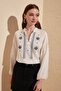 White Embroidered Balloon Sleeve Woven Blouse TWOSS20BZ0284 - 8