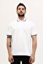 Men's Shrink-Free Cotton Comfortable Cut White Roll-Free Polo Neck T-Shirt - 2
