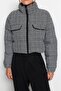 Black Tweed Cropped Puffer Jacket TWOAW24MO00028 - 4