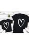 Special Design Big Line Heart Printed Mother Child Combination T-shirt - 2