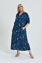 LARGE SIZE COMFORTABLE FIT WOVEN VISCOSE LOOSE DOUBLE POCKET V-NECK DRESS