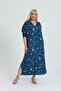 LARGE SIZE COMFORTABLE FIT WOVEN VISCOSE LOOSE DOUBLE POCKET V-NECK DRESS - 6
