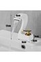 Gold White Deck Mounted Single Hole Waterfall Basin Bathroom Sink Faucet Hot and Cold - 6