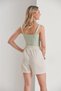 Beige Belt Detailed Linen Blended Summer Shorts - Linen Shorts - Linen Shorts - 4