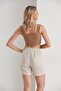 Beige Lace-Up Linen Blended Summer Shorts - Linen Shorts - Linen Shorts - 5