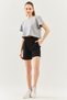 Black Comfortable 100% Cotton Combed Cotton Short Trendy Women's Shorts with Elastic Waist Waist Pocket