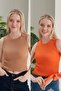 Women's Biscuit Orange Halter Neck 2-Piece Crop Blouse