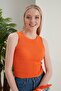 Women's Biscuit Orange Halter Neck 2-Piece Crop Blouse - 3