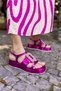 PRIME WOMEN'S FUSIA METALLIC STONE DETAIL SANDALS - 4