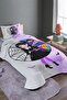 Pink Gray Framed Wednesday Patterned Single Pique Set and Bedspread